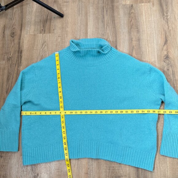 Banana Republic 100% Cashmere Sweater Teal Relaxed Turtleneck Boxy Fit XL - Picture 5 of 10